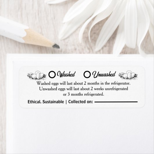 Washed Unwashed Chicken Egg Carton Packaging Etiket (Insitu)