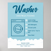 Washer Instructions Modern Laundromat Sign Poster (Voorkant)