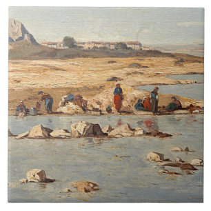 Washerwomen on the Banks of the Durance, 1866 Tegeltje