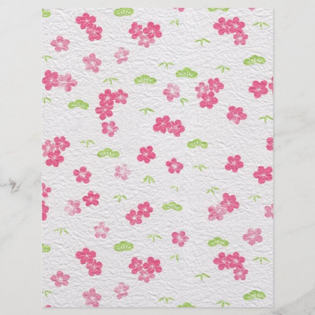 Washi Pink Floral Arts & Craft Scrapbook Paper (Voorkant)