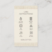 Washing Care Instructions Logo Clothing Visitekaartje (Achterkant)