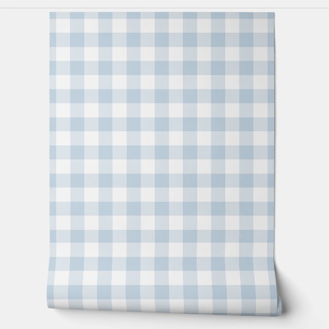 Washing Powder Soft Blue Gingham Check Behang (Afrollen)