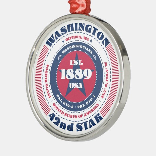 Washington 42e staat kerstversiering metalen ornament (Links)