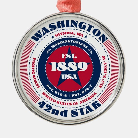 Washington 42e staat kerstversiering metalen ornament (Voorkant)