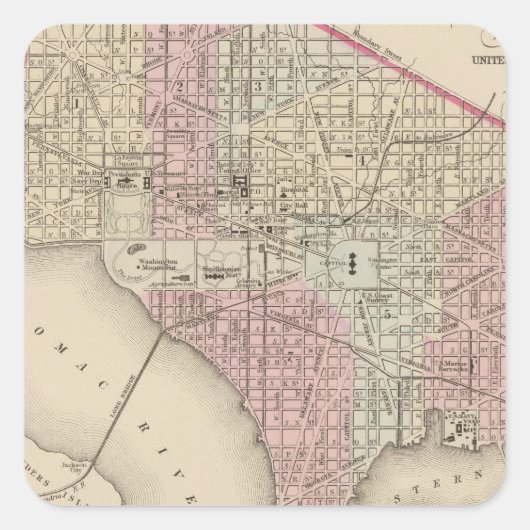 Washington 4 vierkante sticker (Voorkant)