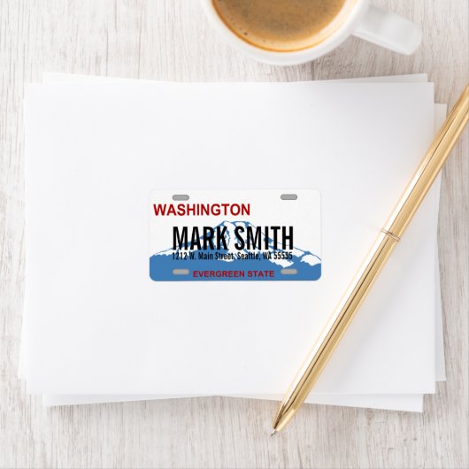 Washington aangepaste licentie bord adresetiketten etiket (Insitu)