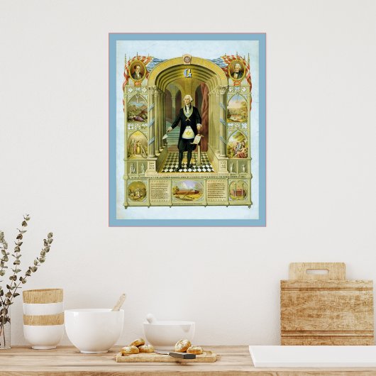Washington als Freemason ~ 1867 ~ Poster (Keuken)