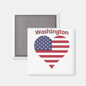 Washington American Flag Heart Magneet (Voorkant / Achterkant)
