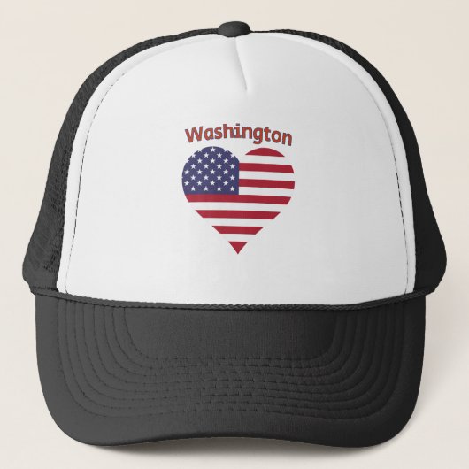 Washington American Flag Heart Trucker Pet (Voorkant)