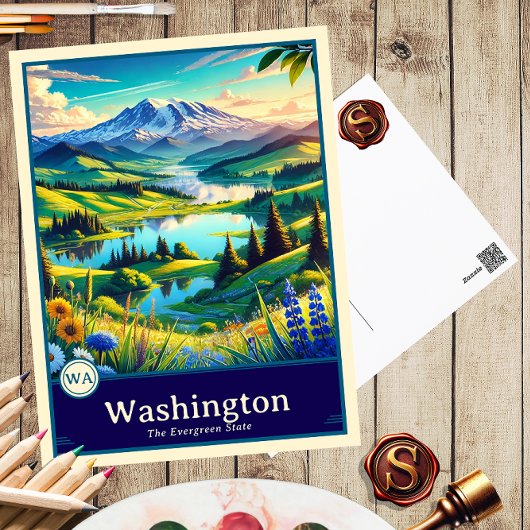 Washington | Anime Style Cel Shaded Briefkaart