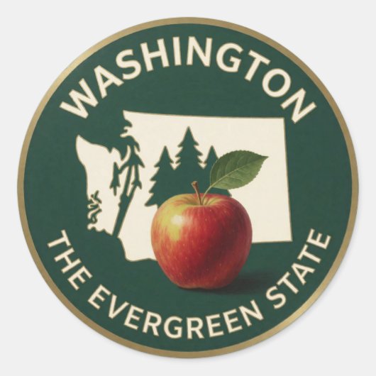 Washington Apple Embleem 🍎 Ronde Sticker (Voorkant)