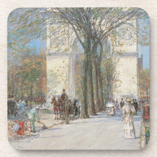 Washington Arch, lente van Frederick Childe Hassam Bier Onderzetter (Voorkant)
