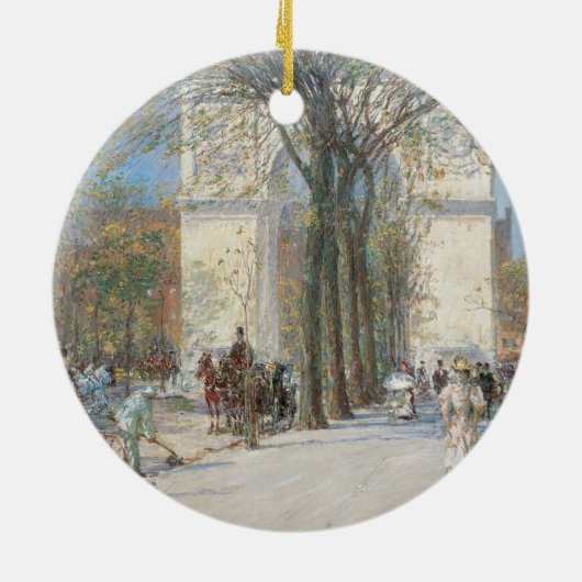 Washington Arch, lente van Frederick Childe Hassam Keramisch Ornament (Achterkant)