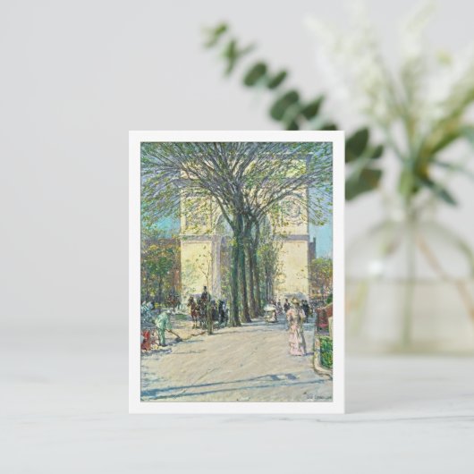 Washington Arch New York door Childe Hassam Briefkaart (Staand voorkant)