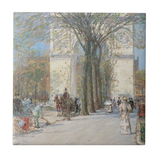 Washington Arch, Spring door Frederick Childe Hass Tegeltje (Voorkant)