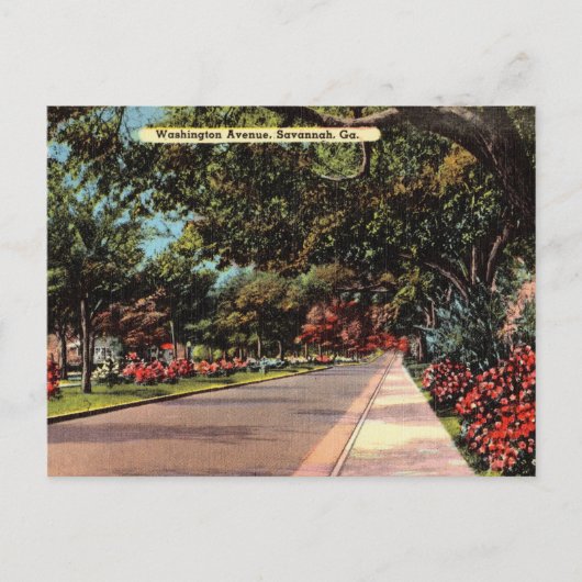 Washington Avenue Savannah GA historisch Briefkaart (Voorkant)