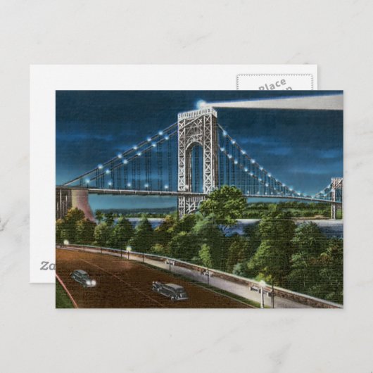Washington Bridge en Hudson River Briefkaart (Voorkant / Achterkant)