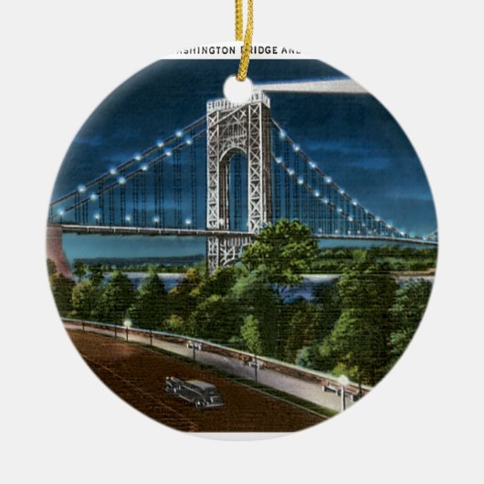 Washington Bridge en Hudson River Keramisch Ornament (Voorkant)