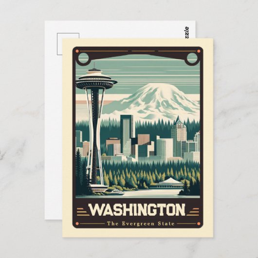 Washington |  Briefkaart van patriottische geest (Voorkant / Achterkant)