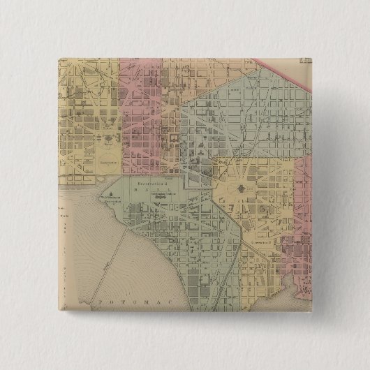Washington City Vierkante Button 5,1 Cm (Voorkant)