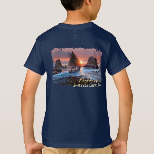 Washington Coast Olympic Peninsula Beach Sunset T-shirt (Achterkant)