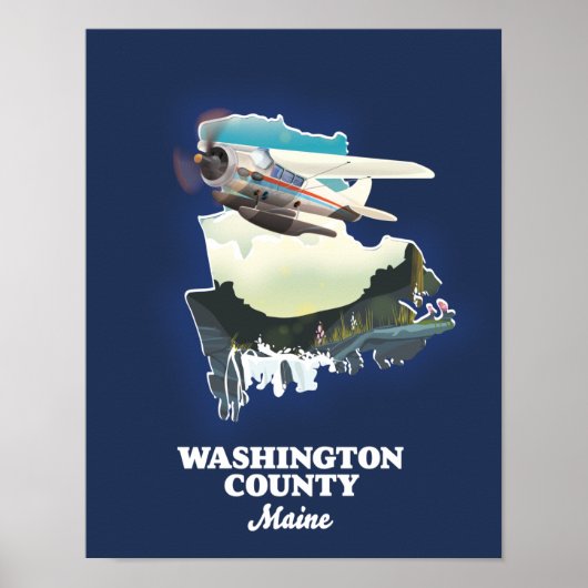 Washington county Maine Kaart Poster (Voorkant)