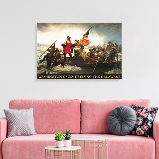 Washington Cross-Dressing de Delaware Canvas Afdruk (Insitu (Woonkamer))