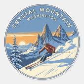 Washington Crystal Mountain Skier Ronde Sticker (Voorkant)