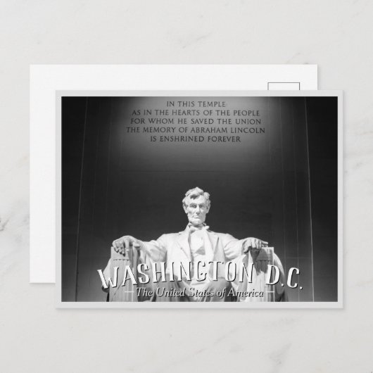 Washington, D.C. - Abraham Lincoln Standbeeld Ansi Uitnodiging Briefkaart (Voorkant / Achterkant)