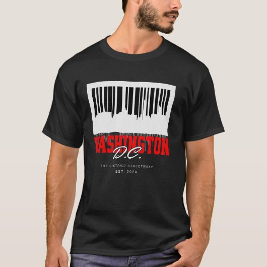 Washington D.C. Barcode Silhouette Hoofdstad Graff T-shirt (Voorkant)