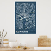 Washington D.C. Blueprint Stadkaart Poster Vintage (Keuken)