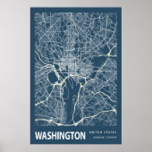 Washington D.C. Blueprint Stadkaart Poster Vintage (Voorkant)