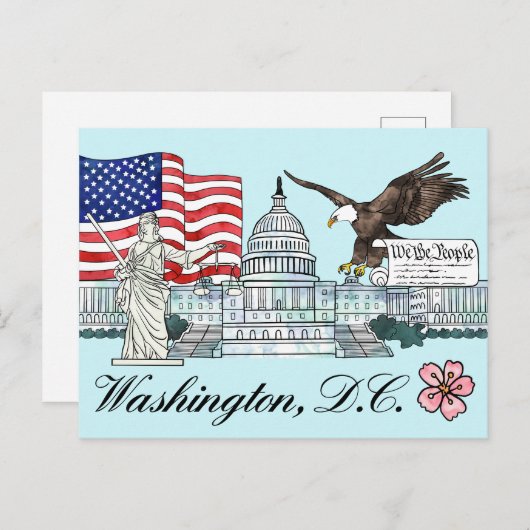 Washington D.C. Briefkaart Illustratie (Voorkant / Achterkant)