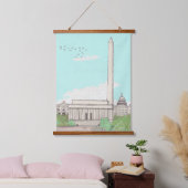 Washington D.C. Capital of the USA Landmarks Hangend Wandkleed (Slaapkamer)