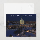 Washington D.C. Capitol Building in Winter Night Briefkaart (Voorkant / Achterkant)