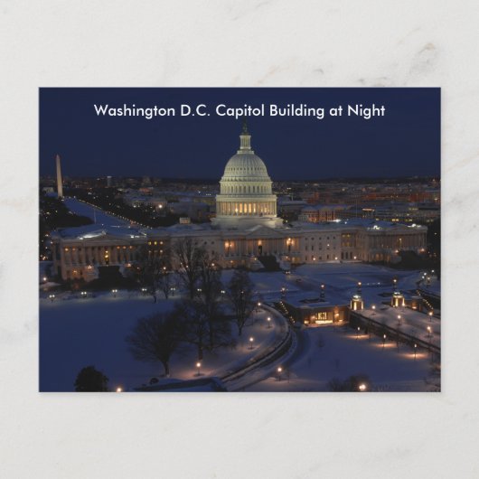 Washington D.C. Capitool in winter Nacht Briefkaart (Voorkant)