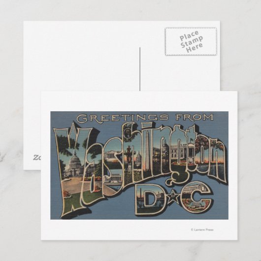 Washington D.C. - Grote lettertjes Briefkaart (Voorkant / Achterkant)