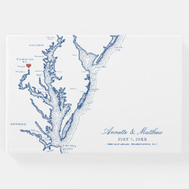 Washington D.C. Kaart Elegant Navy Blue Bruiloft Gastenboek