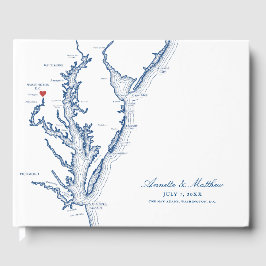 Washington D.C. Kaart Elegant Navy Blue Bruiloft Gastenboek