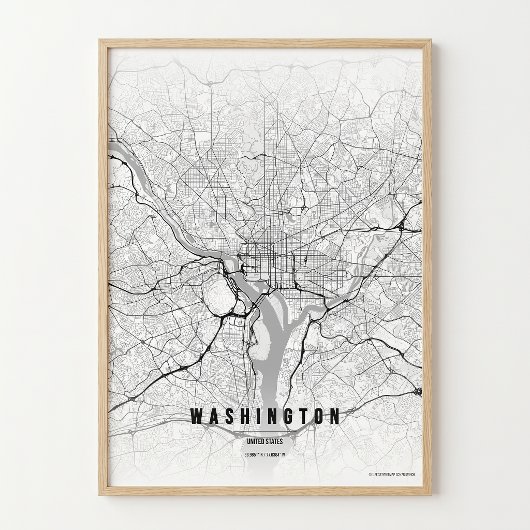 Washington D.C. Kaart Print Hoofdstad Poster