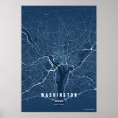 Washington D.C. Plattegrond Blauwdruk Poster Muurd (Voorkant)