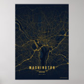 Washington D.C. Plattegrond Goud Print Poster Wand (Voorkant)