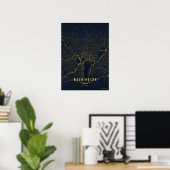 Washington D.C. Plattegrond Goud Print Poster Wand (Thuiskantoor)
