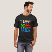Washington D C Pride Month Rainbow Heart Gay en L T-shirt (Voorkant volledig)