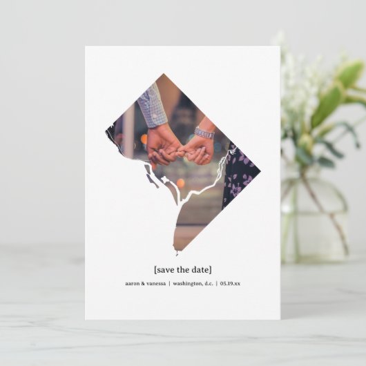 Washington, D.C. Sla de datum fotokaart op Save The Date (Staand voorkant)