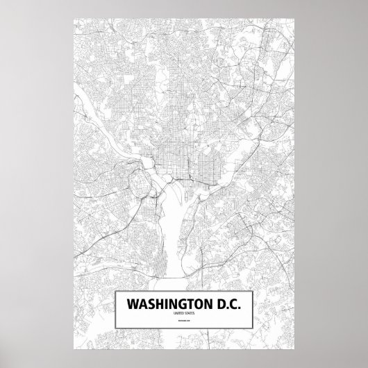Washington D.C., Verenigde Staten (zwart op wit) Poster (Voorkant)