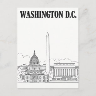 Washington D.C. Vintage Lijn Kunst Reisansichtkaar Briefkaart