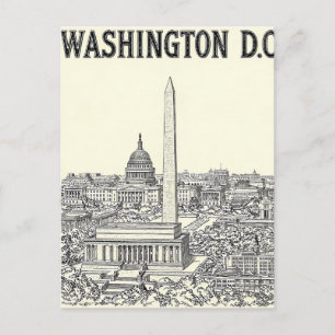 Washington D.C. Vintage Lijn Kunst Reisansichtkaar Briefkaart