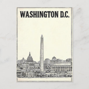 Washington D.C. Vintage Lijn Kunst Reisansichtkaar Briefkaart