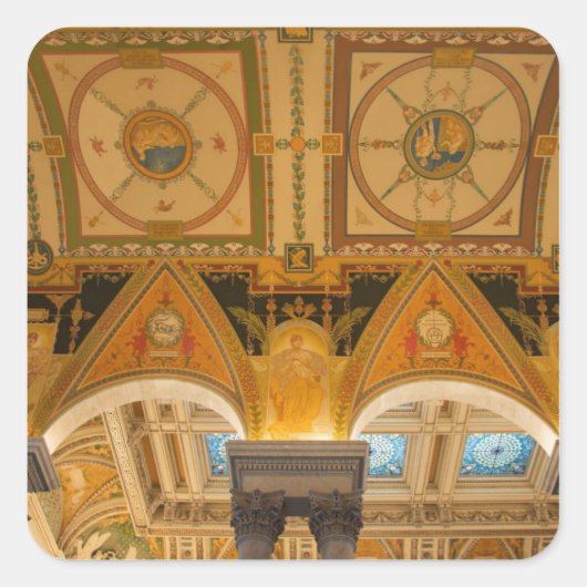 WASHINGTON, D.C. VS. Plafond in de grote hal van Vierkante Sticker (Voorkant)